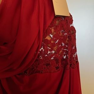 Apple Red one shoulder formal dress